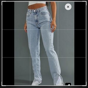 PrettyLittleThing high waist split hem jeans